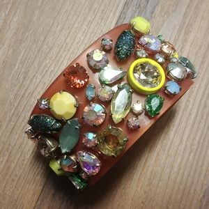 J.Crew larger size Brûlée Orange Cuff Bracelet Neon Brulee iridescent rainbow